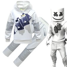 Kids Acting Marshmallow Costume Party Light Headgear Cosplay Hoodie+Pants Outfit
