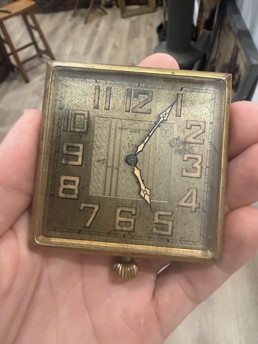 Antique square brass alarm - square,