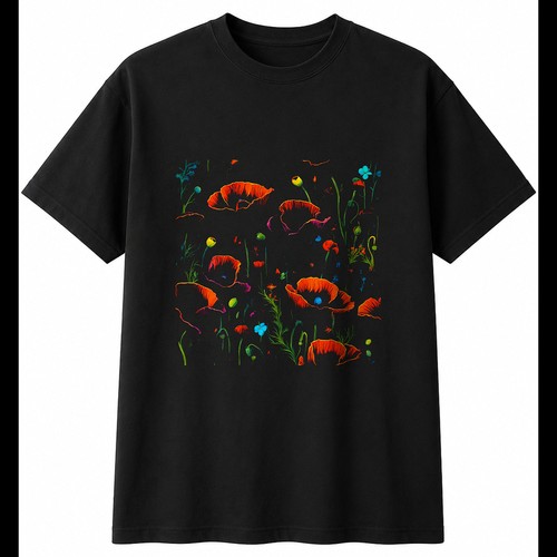 Colourful poppy with flowers - with,