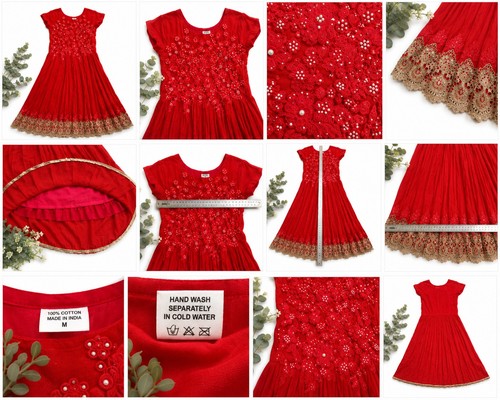 Boho red embroidered cotton - boho,