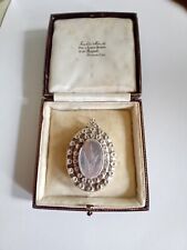 Large Victorian Silver Locket Hallmarked 1885 Leaf Pattern Length 4.8cm - Boxed 