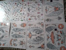 TRACI WILSON 10 TATTOO FLASH SHEETS LAMINATED A3 ORIGINAL ART TATTOOS ANGEL WING