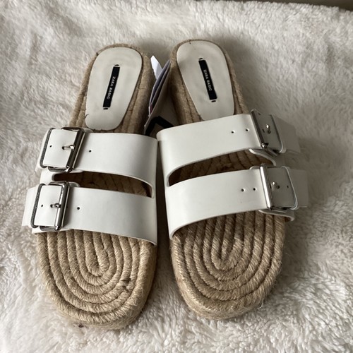 Bnwt zara white leather open - zara,