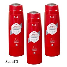 3 x 250ml Old Spice Original Shower Gel 3in1 Fresh Body Hair Face Wash For Men 