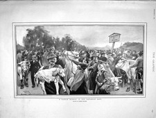 Original Old Antique Print