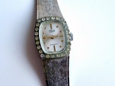 1960S MORTIMA LADIES WIND UP CRYSTALS WATCH WORKING, SNAKE SKIN DESIGN STRAP