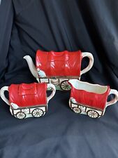Vintage  Gypsy Wagons Tea Set -Tea Pot+Sugar+Milk Jug England/Washington Pottery