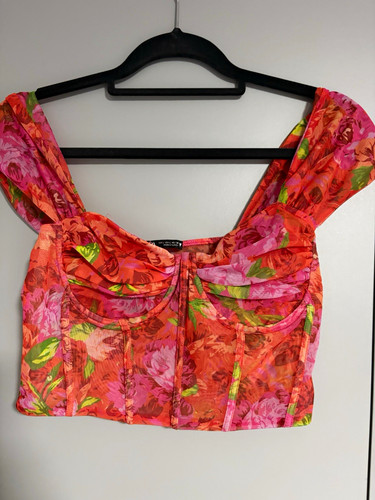 Zara pink orange green floral - zara,
