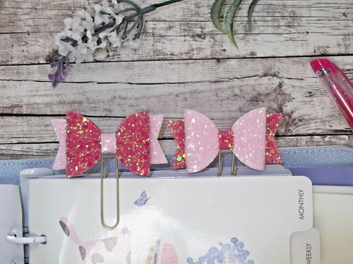 Glitter bow planner clip - planner,