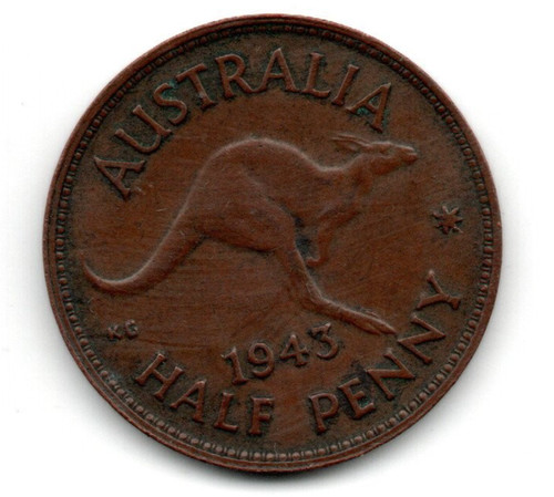 Australia half penny - penny, 1943
