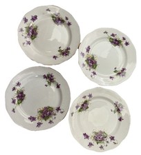 Vintage Salisbury Crown China 4 x Side Plates - 17cm Diameter - Violets Floral