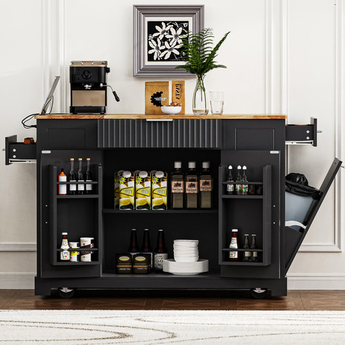 Fluted rolling kitchen - rolling, island
