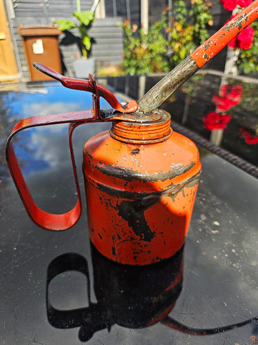 Vintage red pump action metal - pump,