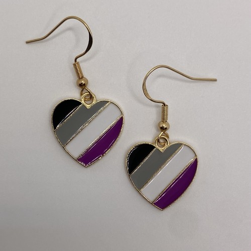 Asexual pride heart earrings - asexual,