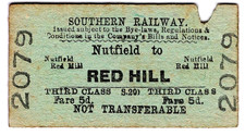 Railway ticket: Southern: Nutfield to Red Hill, 1948