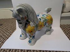 1960s Vintage Italian Mancioli Sunflower terracotta Horse figurine