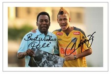 PELE & NEYMAR JR BRAZIL SIGNED PHOTO PRINT AUTOGRAPH 