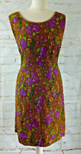 VINTAGE 1960s VIBRANT ABSTRACT FLORAL MESH SHIFT WIGGLE DRESS MOD MADMEN SCOOTER