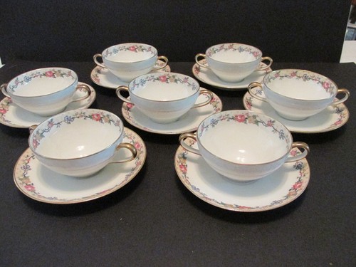 Antique limoges soup - cups, &