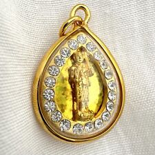 Thai Golden Amulet Buddha Pendant Monday born - approx 2.5 x 2 cms + gift bag.
