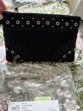 Kurt Geiger Miss KG Bag Clutch Bag velvet Mock Suede with silver stud Holes BN