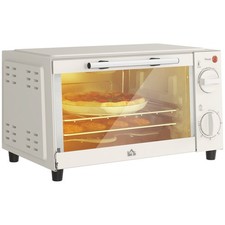 HOMCOM Mini Oven 9L Countertop Toaster Oven with Timer Control 750W Cream