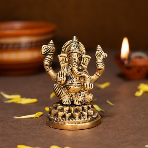 Brass ganesha idol - brass,