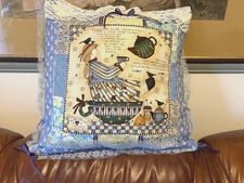  New Hand Made patchwork/applique 18” x 18"  Cushion present for tea lover