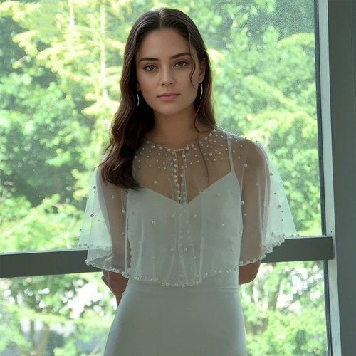 Pearl bridal cape wedding - pearl,