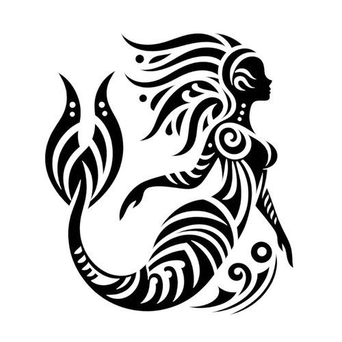 Tribal mermaid vinyl decal - mermaid,