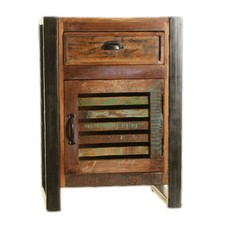 Reclaimed Lamp Table Urban Chic 1 Door 1 Drawer Rustic Storage