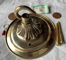 113mm ANTIQUE vintage CEILING ROSE chandelier hook BRASS Art Nouveau C1920s   8