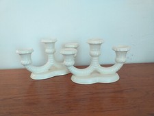 VINTAGE BESWICK CERAMIC CANDLE STICKS 1950s x2.