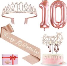10Th  Birthday  Decorations  for  Girls  Including  10Th  Birthday  Sash ,  Crow