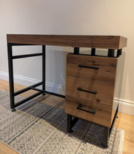 professional manicure station, dark wood, metal frame acetone resistant surface 