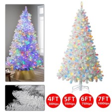 Christmas Tree with Lights Artificial Xmas Tree Pre-Lit Decor 4ft 5ft 6ft 7ft UK