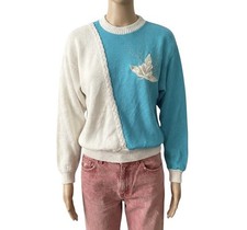 Womens Vintage 80s Jumper Blue