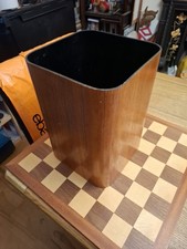 Vintage Mid Century Mallod 13" High Teak Wood Square Waste Paper Bin