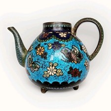 Japanese mini cloisonne enamel teapot, 19th / 20th C No Lid