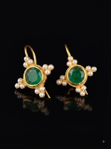 1920s emerald oval earrings - 1920s,