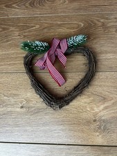 Hanging Wicker Heart Christmas Decoration in Good Condition