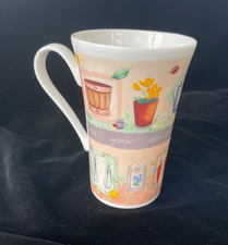 ROY KIRKHAM FLUTED LATTE MUG - ' GARDEN TIME ' Bone China VGC