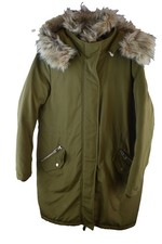 RIVER ISLAND Green Parka Coat size Uk 12 Womens Full ZIp Hooded WInter Casual
