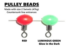 Koike Sea Fishing Pulley Beads - Red Or Luminous Green Colour x 2 Packs