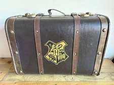 Harry Potter Hogwarts Stationary Brown Leather Wood Luggage Suitcase Trunk LARGE