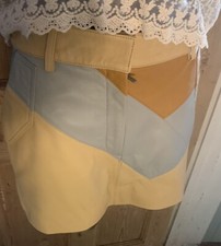 Leather patchwork yellow beige