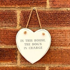 'In This House, The Dog's In Charge' Wooden Sign Plaque Rustic Wall Hanging