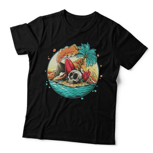Skull surfboard sunset - skull,