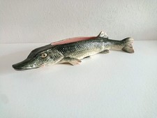 RARE 19th Century Majolica Sturgeon Fish Caviar Server 