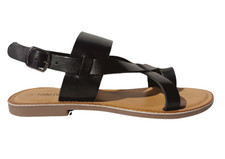 Ladies Black Leather Toe Loop